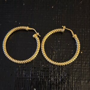 Elegant Spiral Gold Hoop Earrings